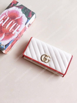 Replica Gucci GG Marmont Zip Around Wallet White Matelassé