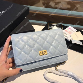 Replica Chanel Wallet On Chain – WOC Aged Calfskin Light Blue