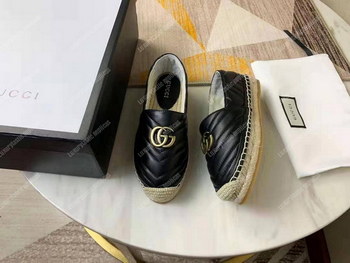 Replica Gucci Leather Espadrille With Double G Black