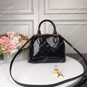 Replica LV Alma BB Monogram Vernis Leather Noir