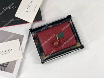 Replica Gucci Signature Card Case Wallet With Cherries Red