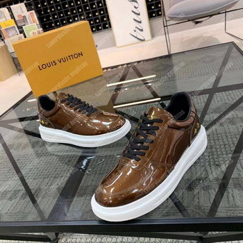 Replica LV Beverly Hills Sneaker Glazed Leather Moka