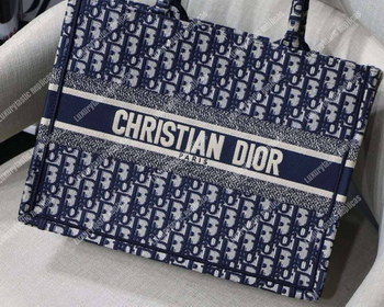 Replica Dior Small Blue Dior Oblique Embroidered Dior Book Tote