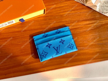 Replica LV Double Card Holder Blue
