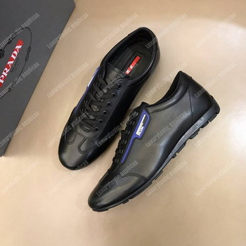 Replica Prada Nappa Leather Sneakers BlackBlue