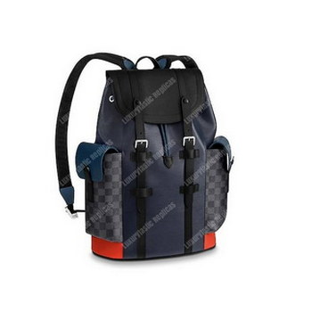 Replica LV Christopher PM Epi Leather Damier Graphite Patchwork Blue