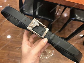 Replica Versace Silver Half Medusa Leather Belt