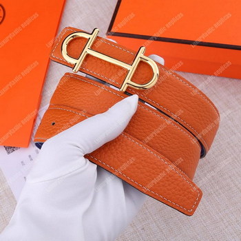 Replica Hermes Gamma Belt Buckle Sellier Reversible Leather Strap OrangeBlue