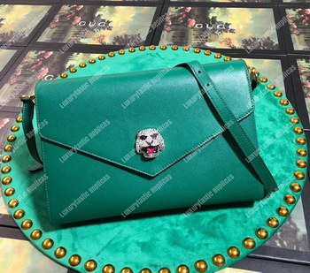 Replica Gucci Medium Leather Shoulder Bag Green
