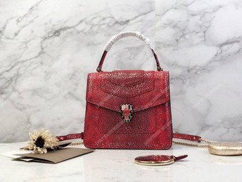 Replica BVL Serpenti Forever Flap Cover Small Tophandle Bag Ruby Red Karung