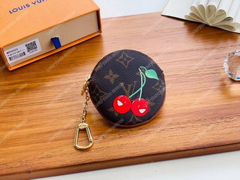 Replica LV Round Coin Purse Monogram Cherry
