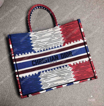 Replica Dior Book Tote Bag Embroidered Canvas French Flag
