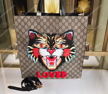 Replica Gucci Angry Cat Print GG Supreme Tote Loved