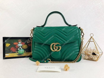 Replica Gucci GG Marmont Small Top Handle Bag Emerald Matelassé