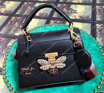 Replica Gucci Queen Margaret Leather Top Handle Bag Black