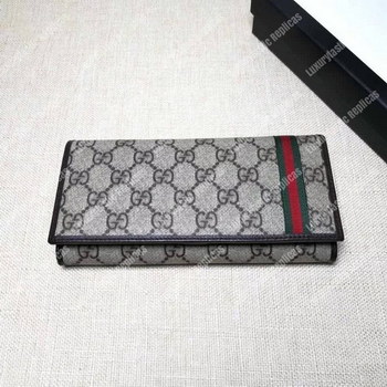 Replica Gucci GG Supreme Continental Wallet Web Grey