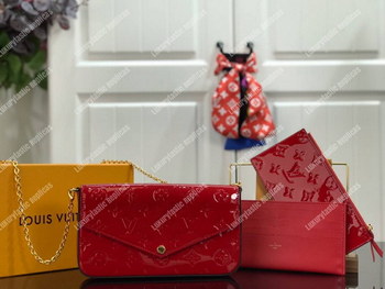 Replica LV Pochette Felicie Monogram Vernis Leather Cerise