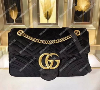 Replica Gucci GG Marmont Medium Bag Black Velvet