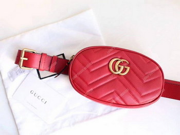 Replica Gucci GG Marmont Matelassé Leather Belt Bag Hibiscus Red