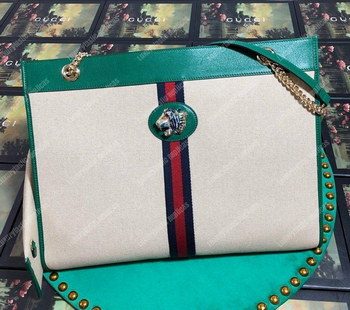 Replica Gucci Online Exclusive Rajah Large Tote Green Trim