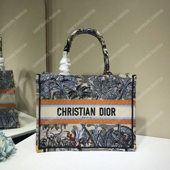 Replica Mini Dior Book Tote Bag In Embroidered Canvas Blue Toile De Jouy Tropicalia