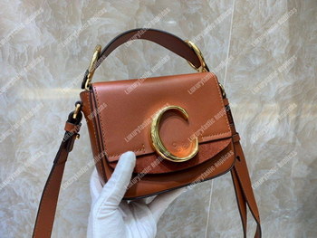 Replica Chloe Mini Chloe C Bag In Shiny And Suede Calfskin Brown