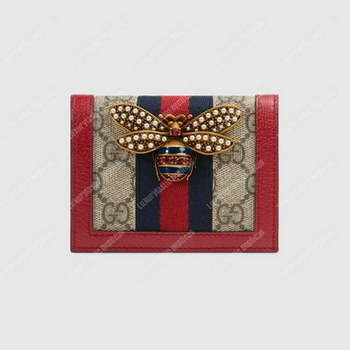 Replica Gucci Queen Margaret GG Supreme Card Case Red