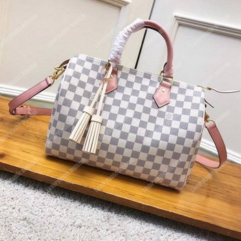 Replica LV Speedy Bandouliere 30 Damier Azur Canvas Rose Ballerine Pink