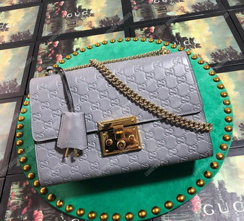 Replica Gucci Padlock Medium Signature Shoulder Bag Dusty Gray