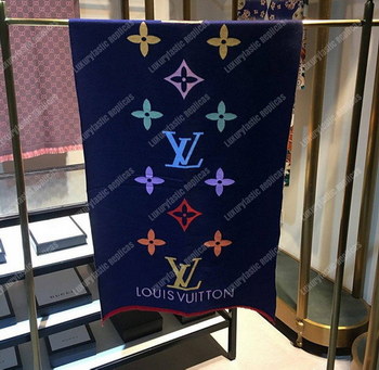 Replica LV Reykjavik Scarf CashmereWool Blue Multicolor