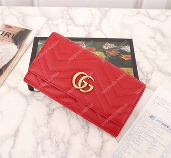 Replica Gucci GG Marmont Chevron Continental Wallet Red