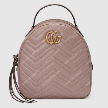 Replica Gucci GG Marmont Quilted Leather Backpack Dusty Pink