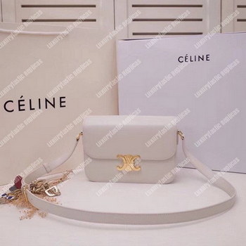 Replica Celine Medium Triomphe Bag In Shiny Calfskin White