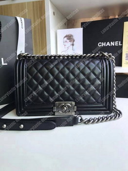 Replica Chanel Boy Medium Handbag Lambskin Black