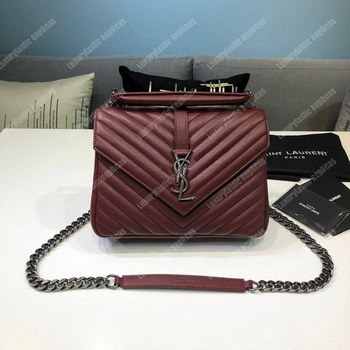 Replica Saint Laurent Classic Medium College Monogram Dark Red Silver Toned