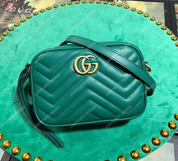 Replica Gucci GG Marmont Matelassé Mini Bag Green