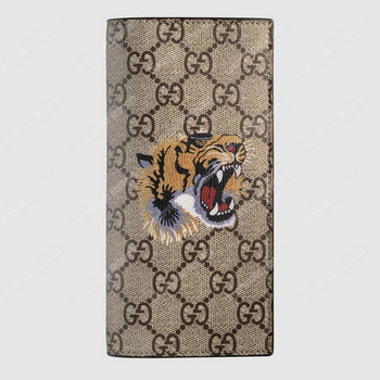 Replica Gucci GG Supreme Tiger Head Print Long Wallet