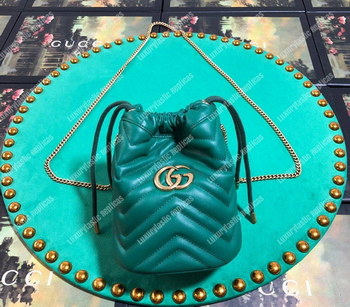 Replica Gucci GG Marmont Mini Bucket Bag Green