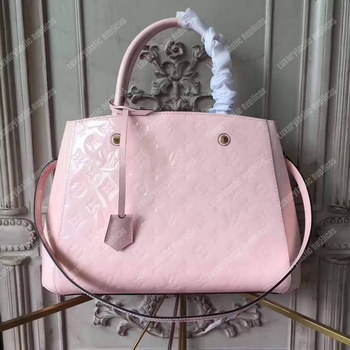 Replica LV Montaigne MM Tote Bag Monogram Vernis Rose Ballerine