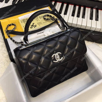 Replica Chanel Small Flap Bag With Top Handle Black Silver