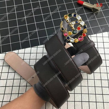 Replica Gucci Leather Belt With Crystal Double G Buckle
