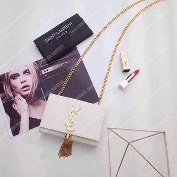 Replica Saint Laurent Classic Small Kate Tassel Chain White