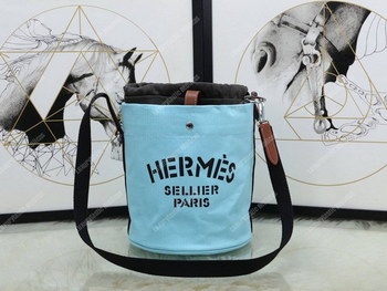 Replica Hermes Grooming Bag Light Blue Palladium Plated Hardware
