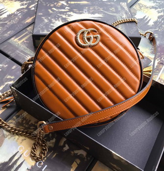 Replica Gucci GG Marmont Mini Round Shoulder Bag Cognac