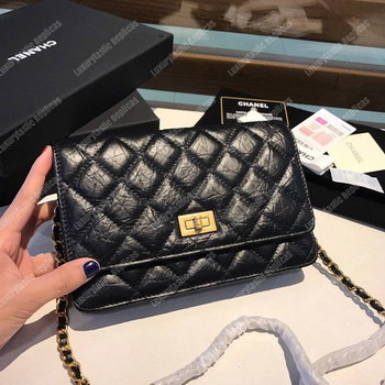 Replica Chanel Wallet On Chain – WOC Aged Calfskin Black