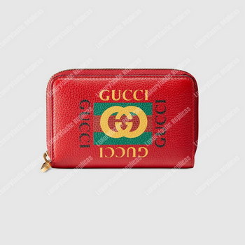 Replica Gucci Print Leather Card Case Red