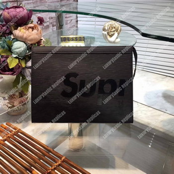 Replica Louis Vuitton x Supreme Clutch Epi Black