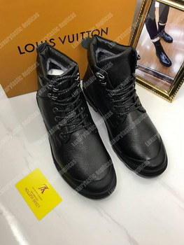 Replica LV Leather Ankle Boots Black