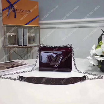 Replica LV Twist PM Monogram Vernis Leather Burgundy