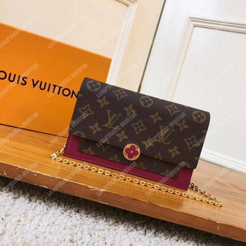 Replica LV Flore Chain Wallet Monogram Fuchsia